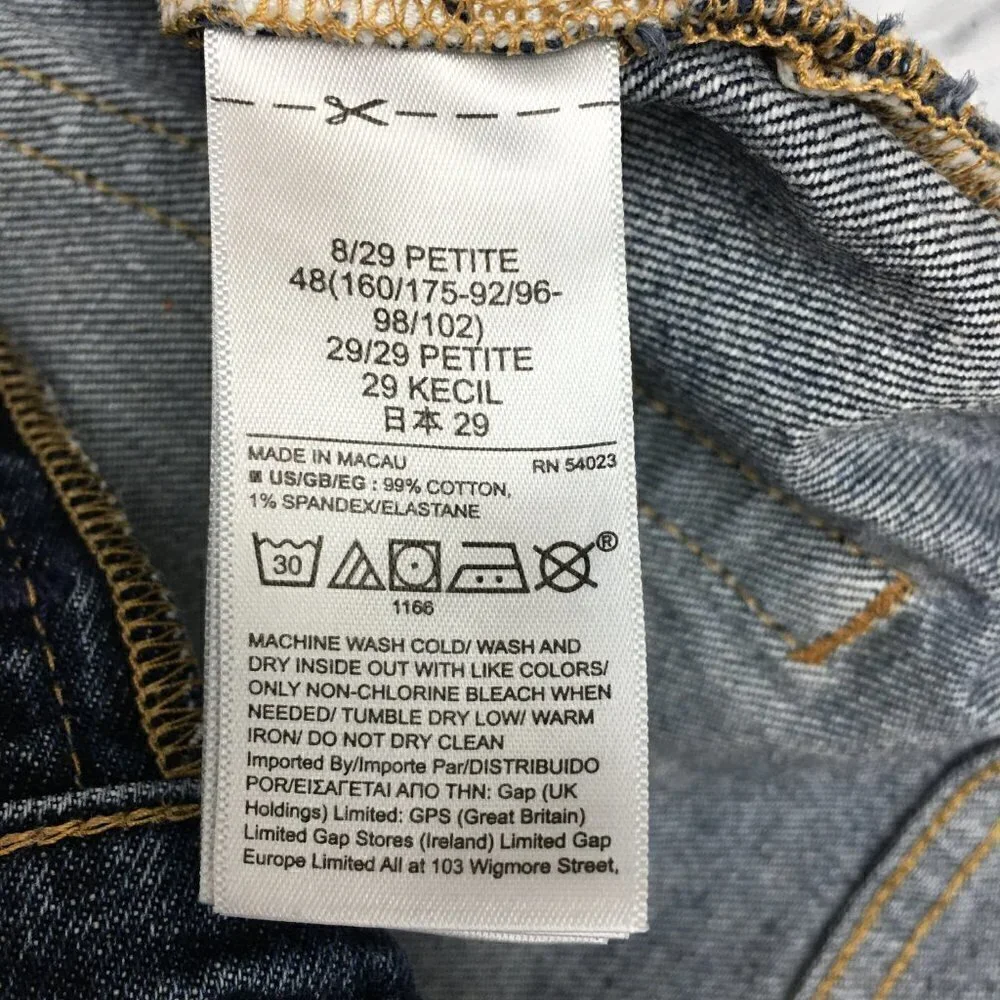 Gap Women's Jeans Cheeky Straight Crop Distressed Button Fly 8 petite inseam 23